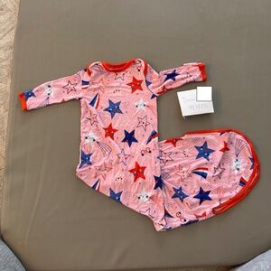 NWOT NEW Stars and Stripes pink infant Gown Newborn NWOT